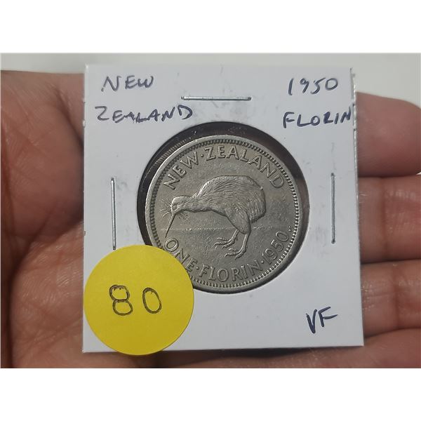 New Zealand 1950 Florin. Kiwi. VF.