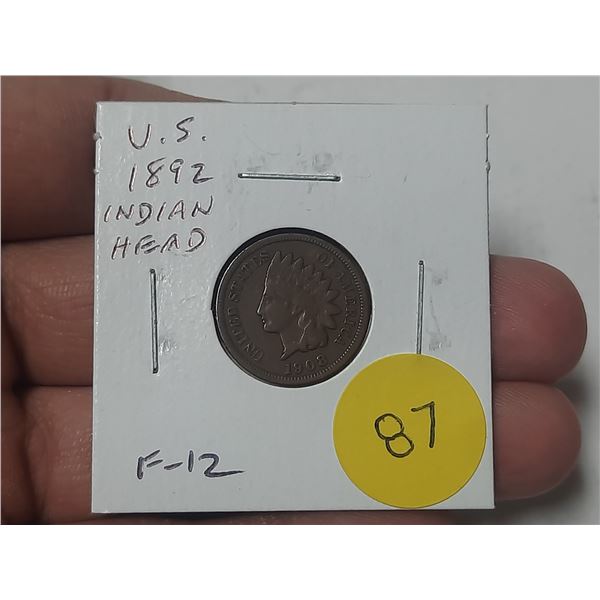 U.S. 1892 Indian Head Cent. F.12.