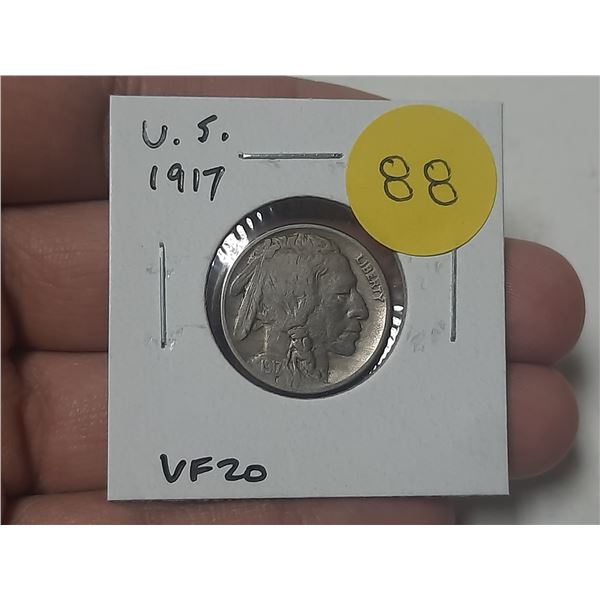 U.S. 1917 Buffalo Nickel. VF20.