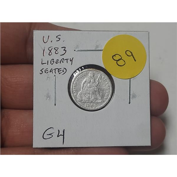 U.S. 1883 Liberty Head Silver Dime. G4.