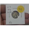 Image 1 : U.S. 1916 Dime. First year of the Mercury Silver Dime. VG.