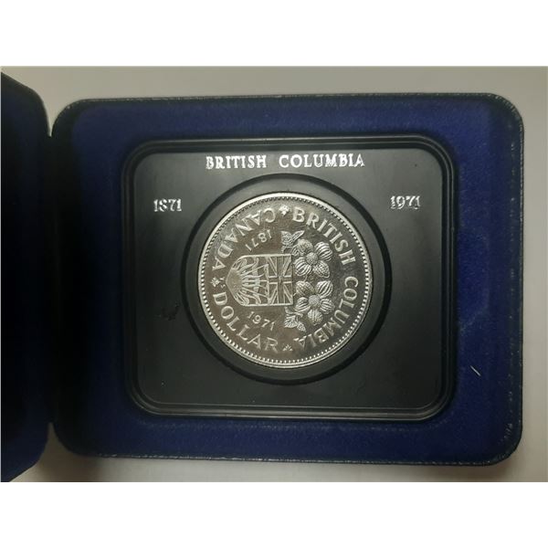 1871 – 1971 British Columbia Centennial Nickel Dollar. Specimen. Housed in its original RCM
