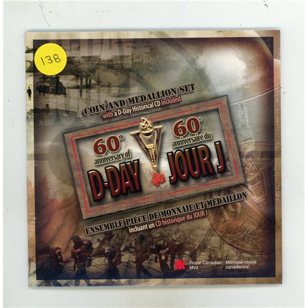 2005 60th Anniversary of D-Day Coin and Medallion Set. The Victory in Europe 5 Cents is Sterling Sil