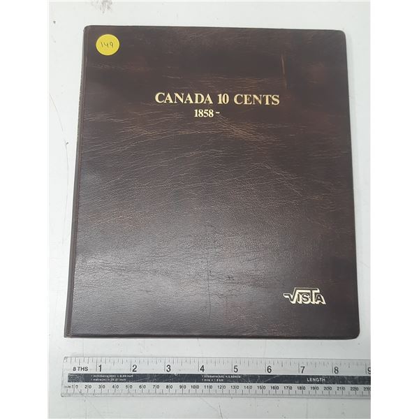 Set of Canadian 10 Cents from 1968 to 1995. Missing only the Rare 1969 Large Date. Housed in a used 