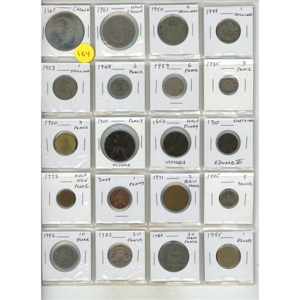 Set of 20 British coins including Crown and Half Crown plus Decimal up to 1 Pound.