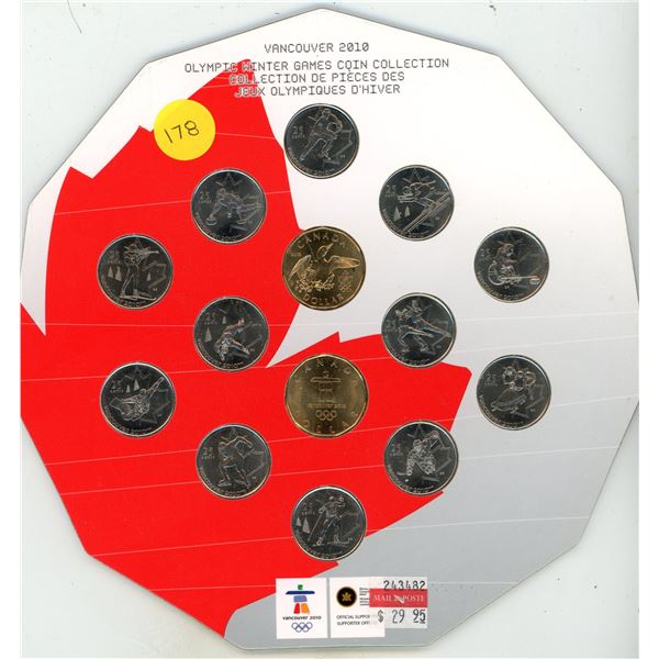 Vancouver 2010 Olympic Winter Games Coin Collection. 14-coin set includes 12 different Olympic 25 Ce