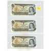 Image 1 : Set of 3 Consecutive Serial Number 1973 $1 notes. Crow-Bouey signatures. AMZ 3-digit Prefix. BC-46b.