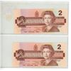 Image 2 : Set of 2 Consecutive Serial Number 1986 $2 notes. Thiessen-Crow signatures. EGG Prefix. BC-55b-i. Se