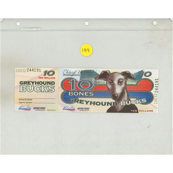 Greyhound Bucks Scrip. Worth $10 on Greyhound.