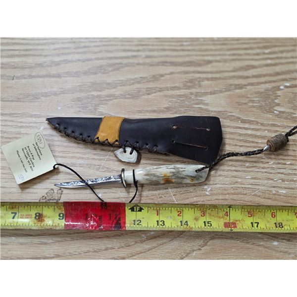Deer horn handle knife with sheath