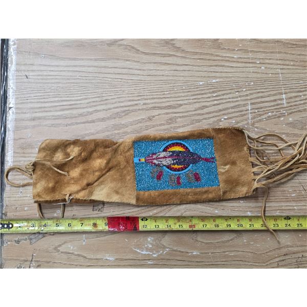 Indigenous beaded gathering bag- 18"L