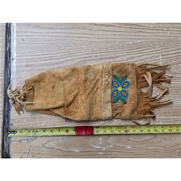 Indigenous beaded gathering bag- 18"L