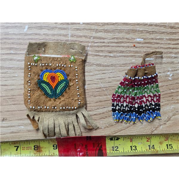 2 beaded pouches