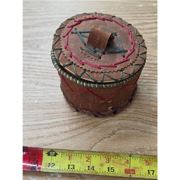 Birch bark trinket box- 4"H