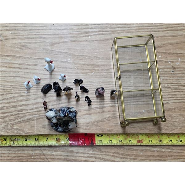 Pottery panda's , tea ornaments and display case