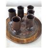 Image 2 : Wood serving plate and cups- 13"L