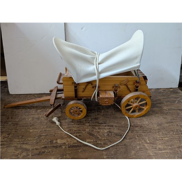 Wood Wagon Design Rolling Lamp w/ Cover (works)