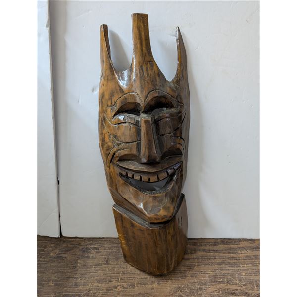 Wood Tiki Mask Design Decor 17"