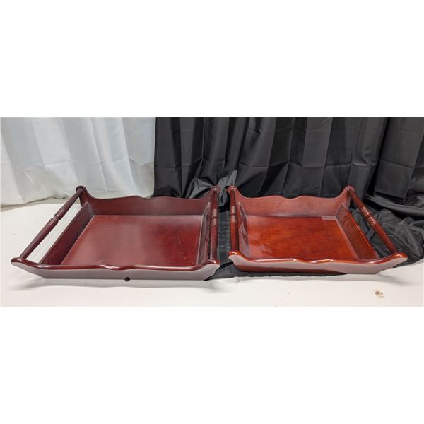 (2) wood decor Storage Tops w/ Handles 21"x16" and 24"x18"
