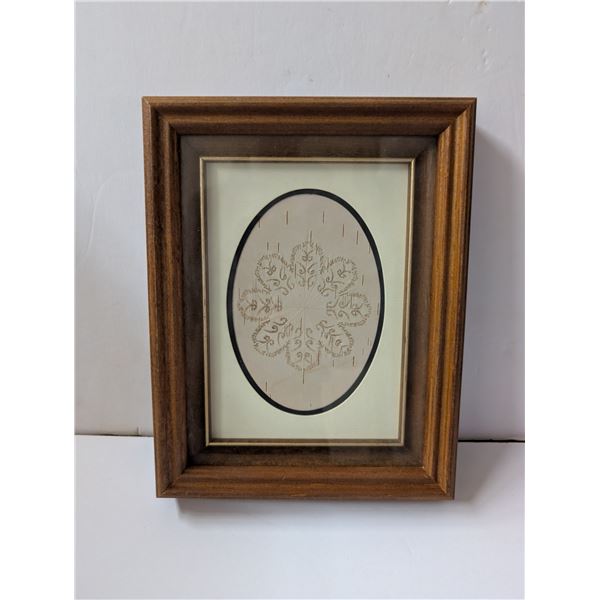 Framed 9.5"x7.5" Canadian Native Birch Bark Biting's June 87' w/ Certificate On Back