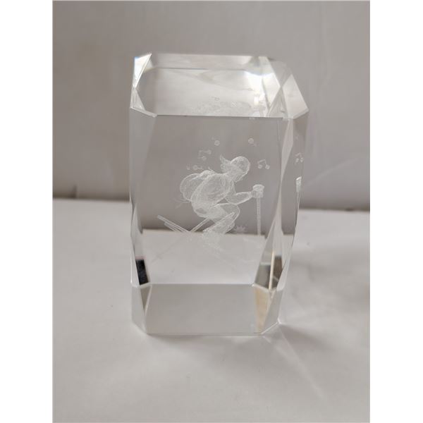 Man Skiing Illusion Glass Desk Decor