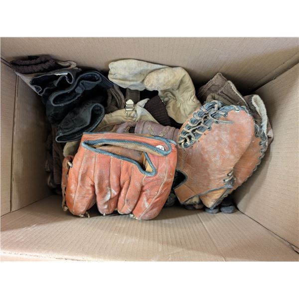Box of Misc. Gloves (Leather and Knitted)