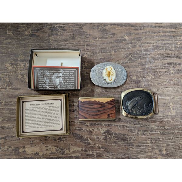 100% Solid Brass, Fish Designed Buckle w/ 2 Other Buckles