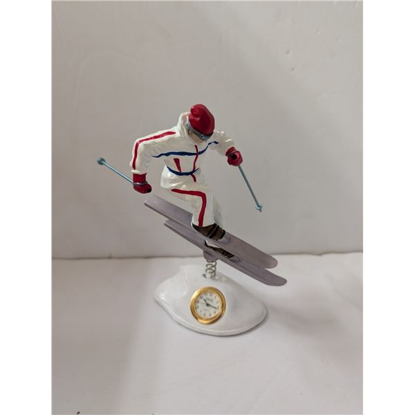 Polyresin Skier w/ Breeze Collection Clock Base