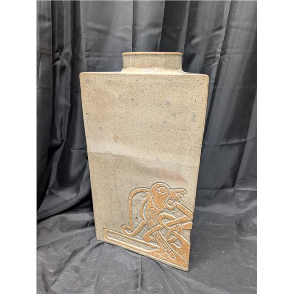 Triangular Vintage Vase w/ Possible Asian Base Design (Pottery Vase)