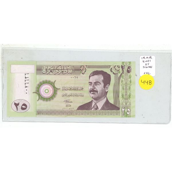 Iraq. 2001 25 Dinars. Saddam Hussein. Uncirculated.