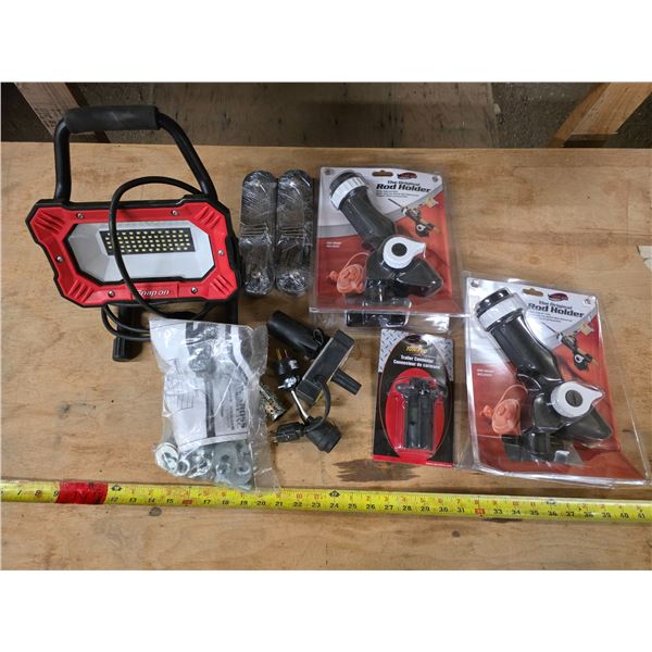 Snap on work light and fishing rod holders