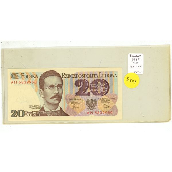 Poland. 1982 20 Zlotych. Uncirculated.