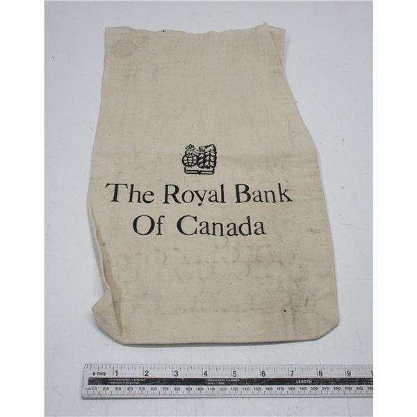 Royal Bank of Canada coin bag measuring 9 ½ inches X 15 ½ inches.