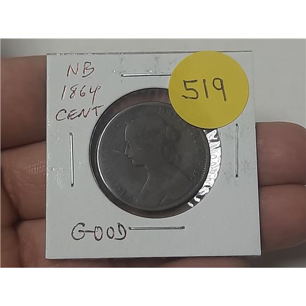 New Brunswick 1864 1 Cent. Good4.