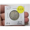 Image 1 : 1936 Dot Canadian Silver 25 Cents. Key Date. G6.