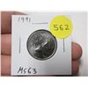 Image 1 : 1991 Canadian 25 Cents. Mintage of only 459,000. MS63. Scarce.