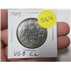 Image 1 : 1907 Canadian Silver 50 Cents. Mintage of 300,000. VG8. Cleaned.
