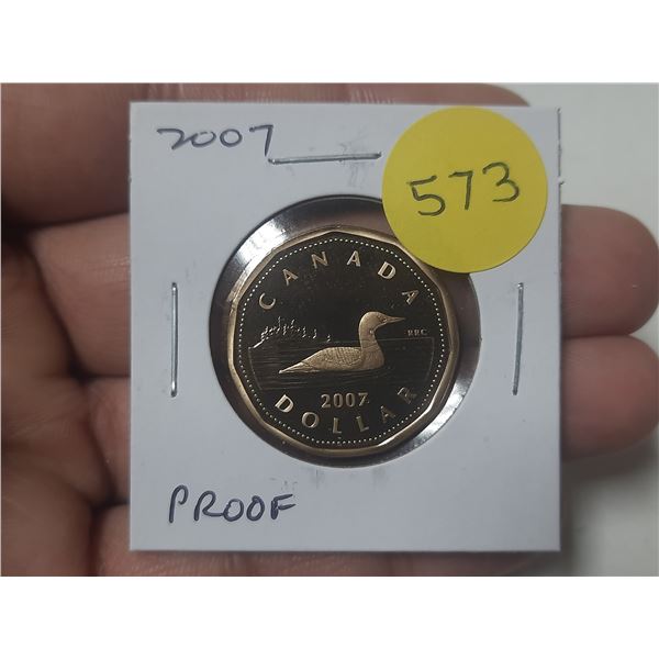 2007 Proof Loonie Dollar. Ultra Heavy Cameo.