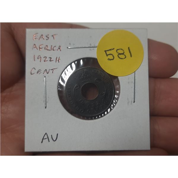 East Africa. 1922 H 1 Cent. Heaton Mint. AU.