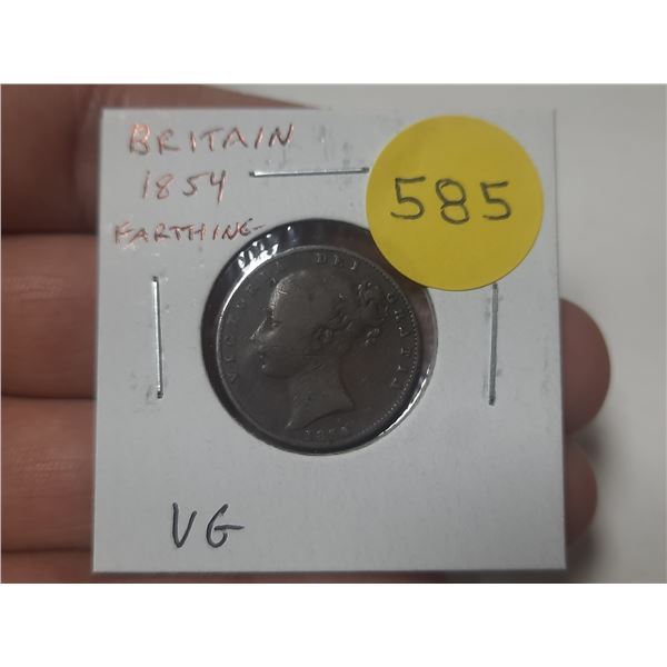 Great Britain. 1854 Farthing. Young head Queen Victoria. VG.