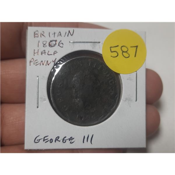 Great Britain. 1806 Half Penny. George III. Good.
