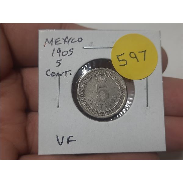 Mexico. 1905 5 Centavos. VF.