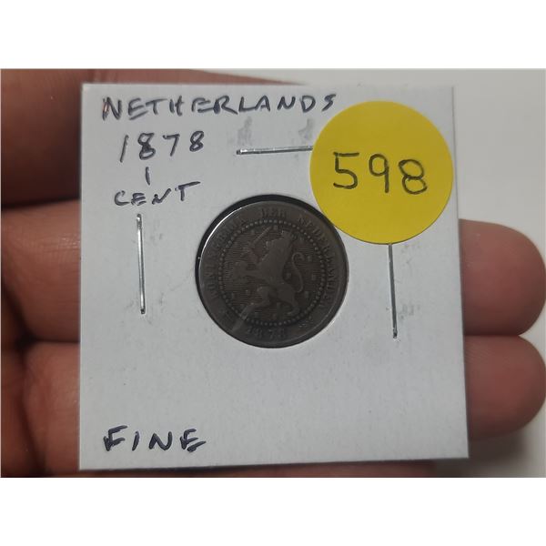Netherlands. 1878 1 Cent. Fine.