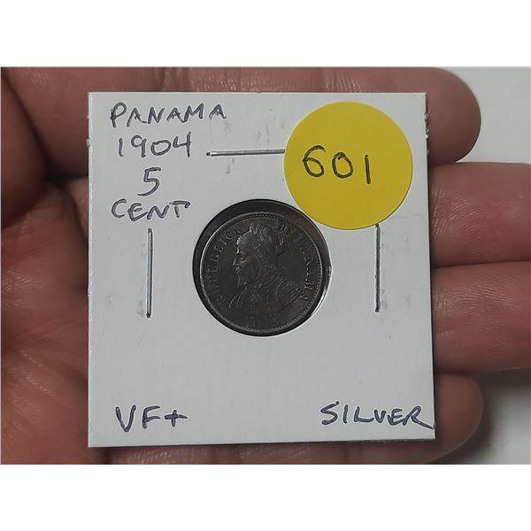 Panama. 1904 5 Centesimos. Silver. VF+.