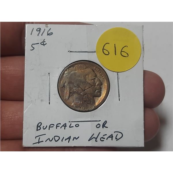 U.S. 1916 Buffalo Nickel. Early issue. Fine with marks.
