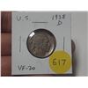 Image 1 : U.S. 1938D Buffalo Nickel. Last Buffalo Nickel issued. VF20.