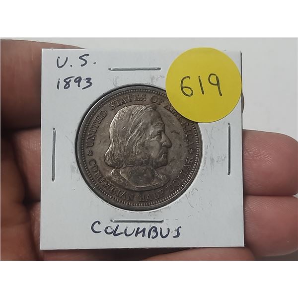 1893 World’s Columbian Exposition Half Dollar. The first American commemorative coin. VF.