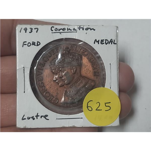 1939 Canadian Coronation Medal. Issued by Ford of Canada and made of copper alloy used to make the 1