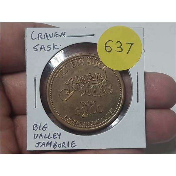 Craven Sask. Big Valley Jamboree Trade Dollar. Unc.