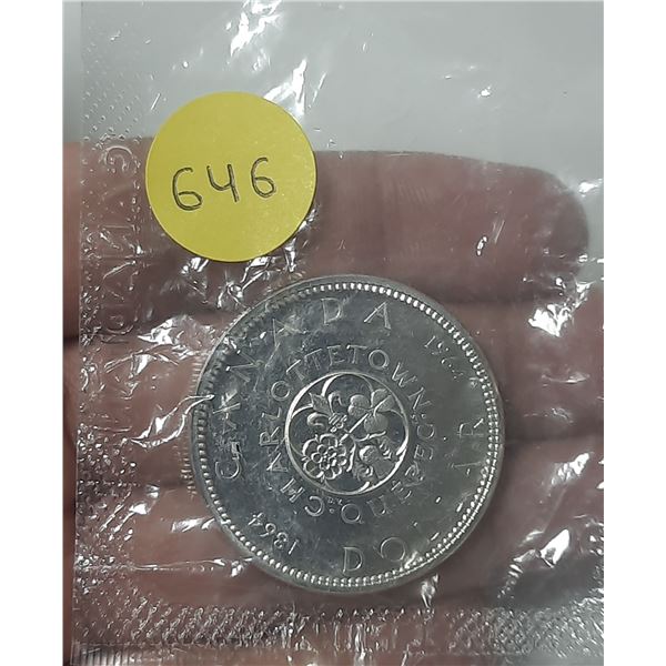 1964 Canadian Silver Dollar. Housed in its original unopened Proof Like plastic. PL65.